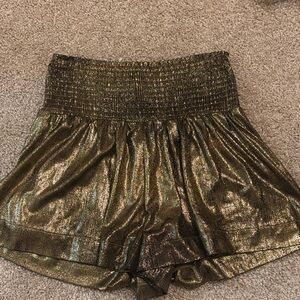 Shiny Gold High Waist Women's Shorts